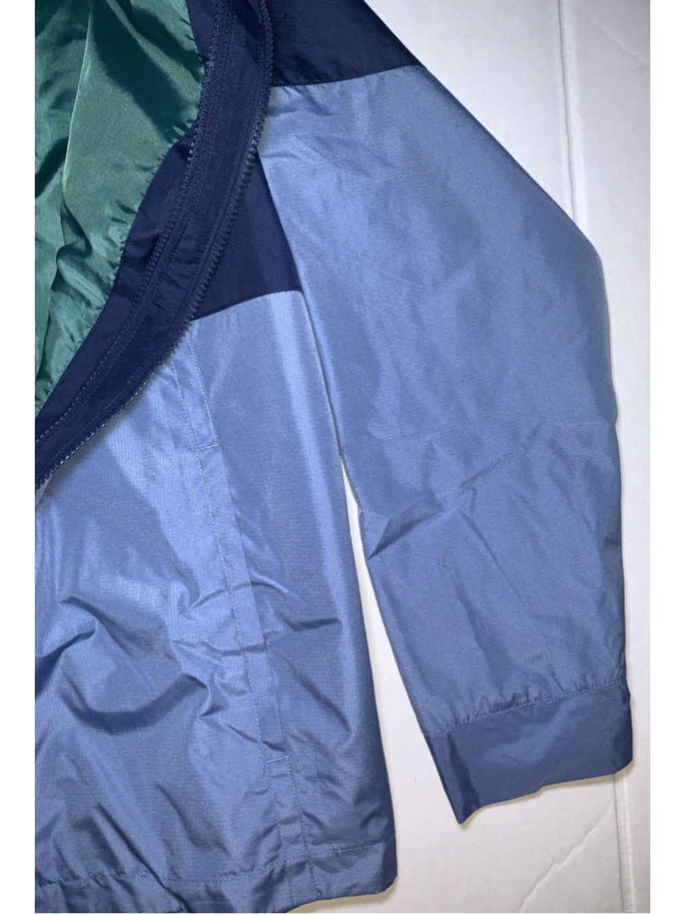 Eddie Bauer Kids Hooded Windbreaker Jacket Navy Blue, Green Inside Size L 14/16 - Picture 7 of 16